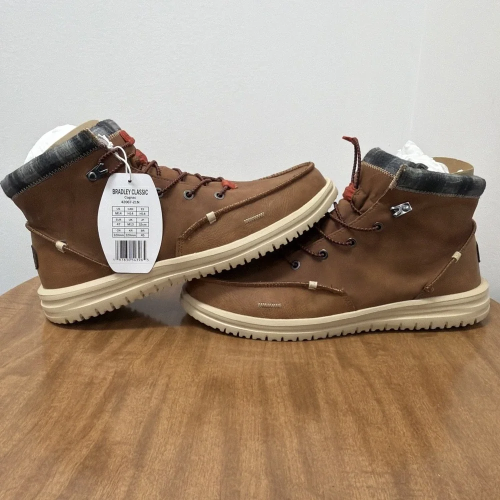 HEY DUDE Bradley Classic Men's Size‎ 14 Casual Boots Cognac Brown 42067-21N NEW